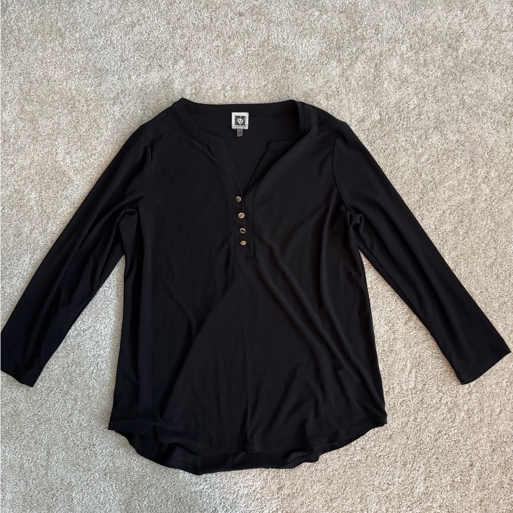 Anne Klein Black Travel Henley